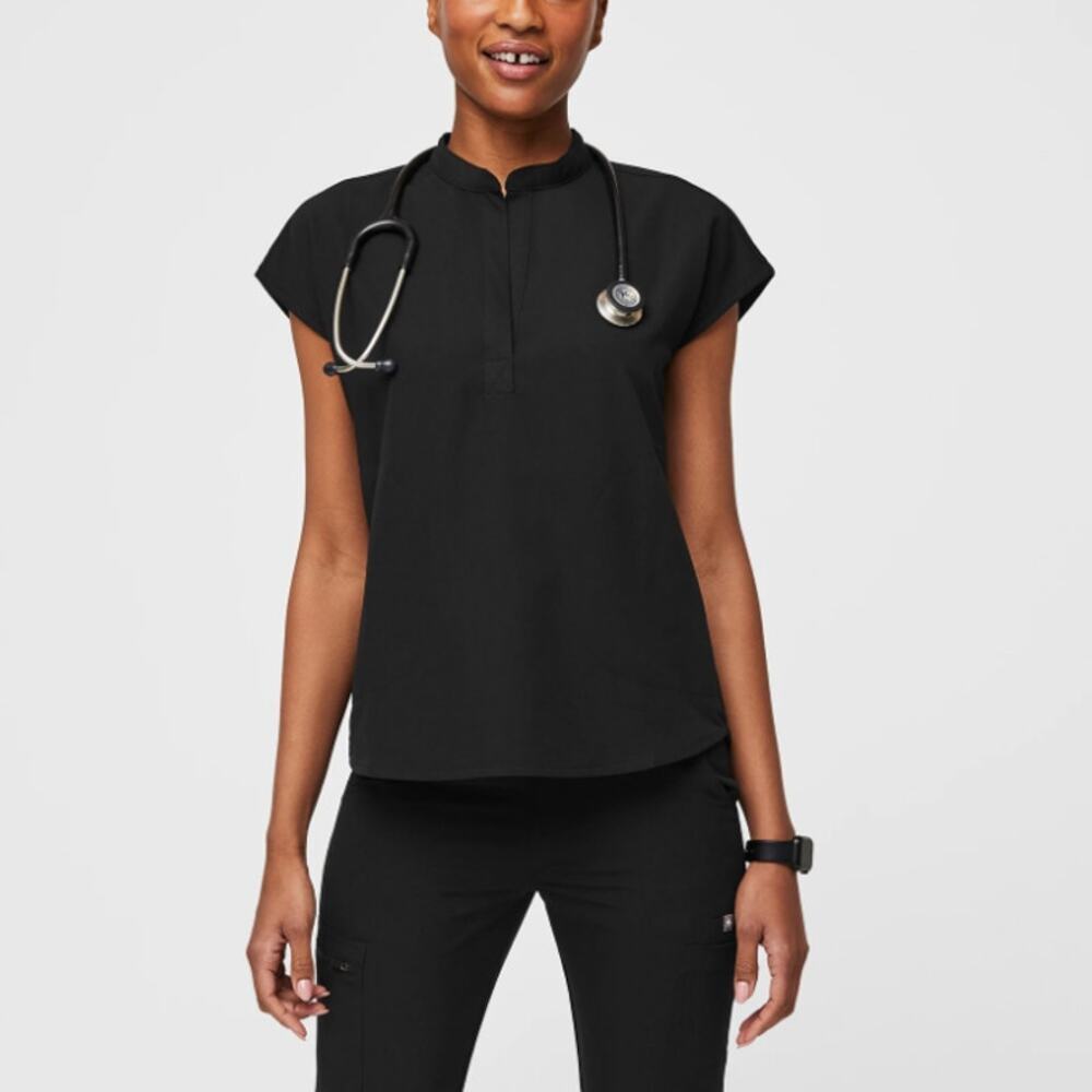 Figs Women's Black Rafaela Oversized Scrub Top Size L